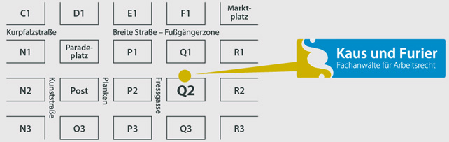Stadtplan City Mannheim mit Praxis-Standort-Hinweis